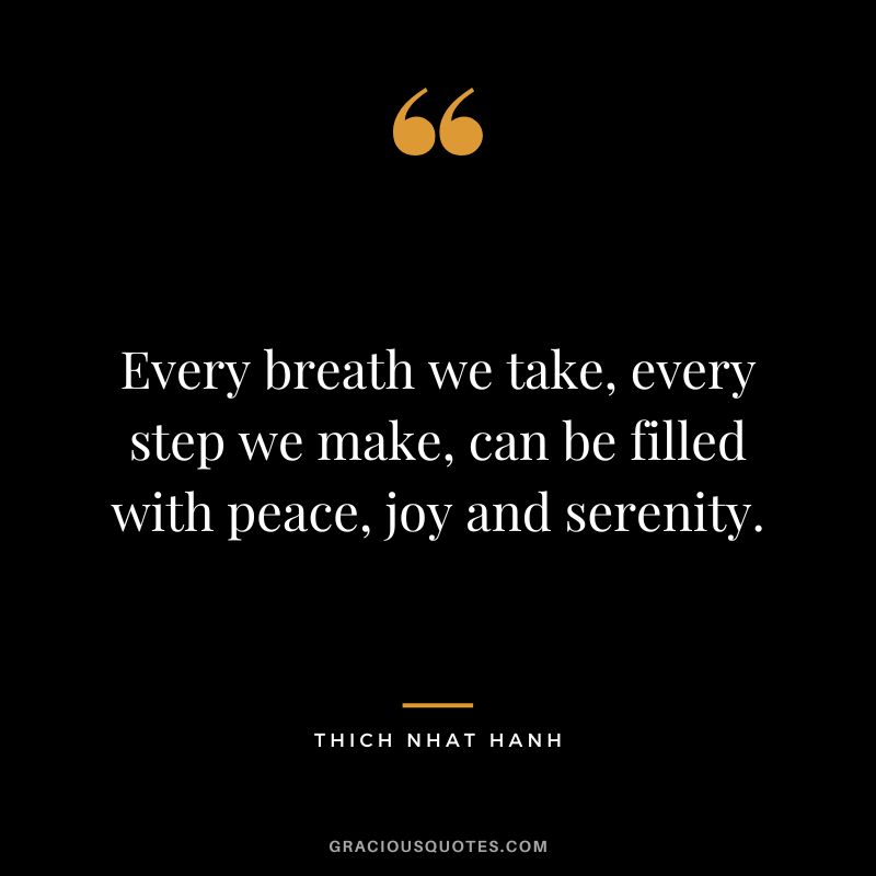 Every breath we take, every step we make, can be filled with peace, joy and serenity. - Thich Nhat Hanh