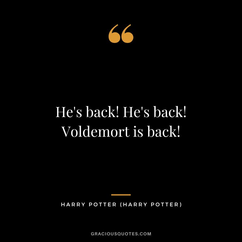 He's back! He's back! Voldemort is back! - Harry Potter
