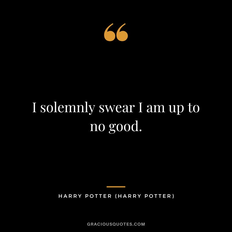 I solemnly swear I am up to no good. - Harry Potter