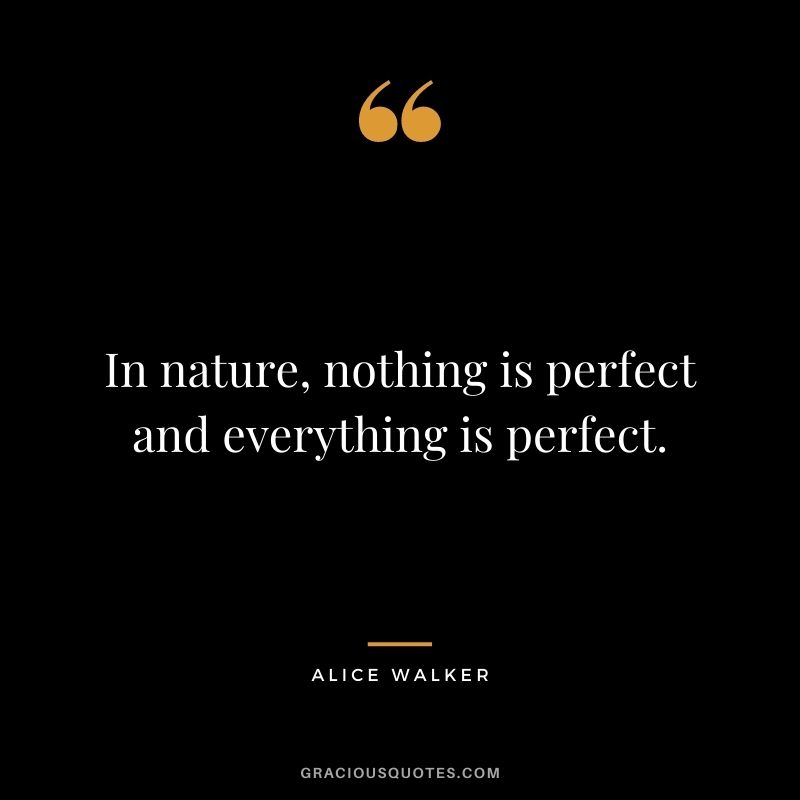 In nature, nothing is perfect and everything is perfect. - Alice Walker