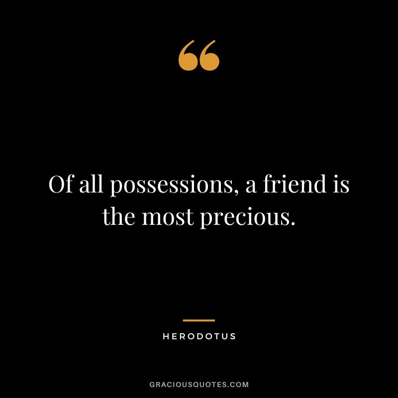 Of all possessions, a friend is the most precious. - Herodotus