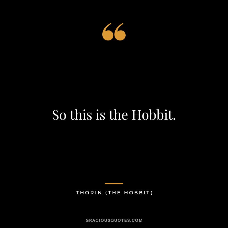 So this is the Hobbit. - Thorin