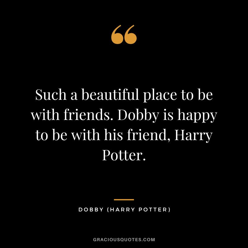 Such a beautiful place to be with friends. Dobby is happy to be with his friend, Harry Potter. - Dobby