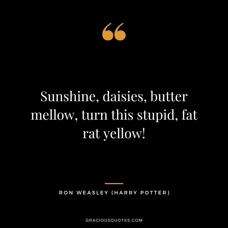Sunshine, daisies, butter mellow, turn this stupid, fat rat yellow! - Ron Weasley