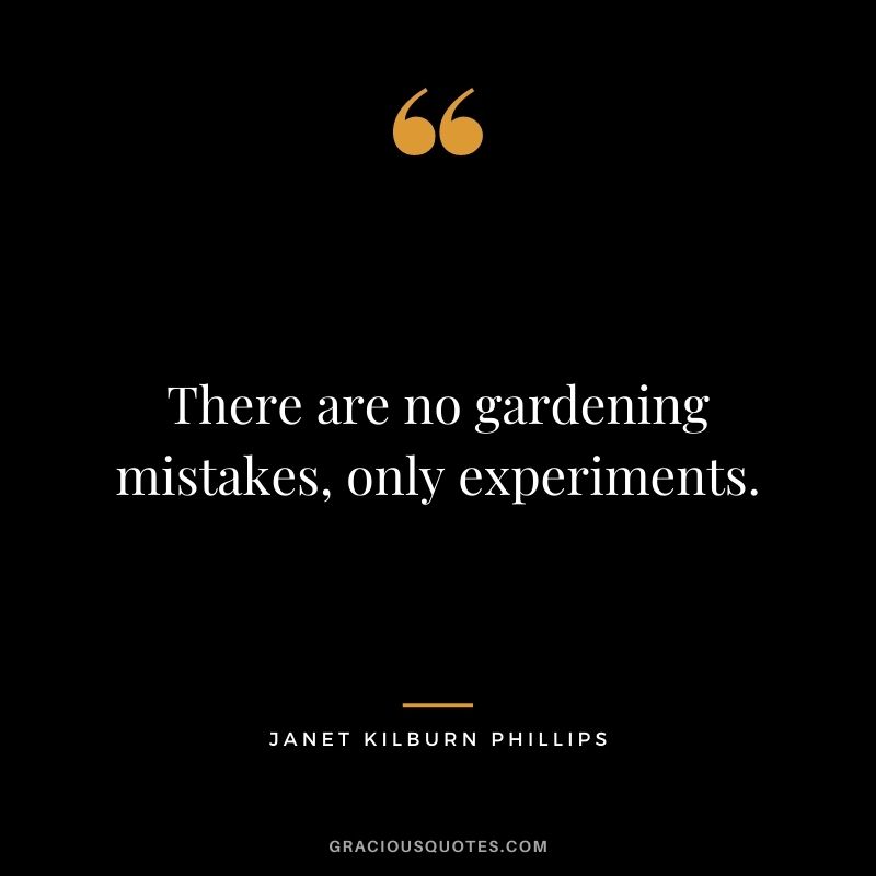 There are no gardening mistakes, only experiments. - Janet Kilburn Phillips