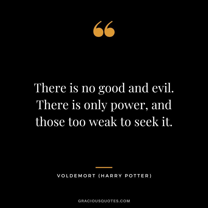 There is no good and evil. There is only power, and those too weak to seek it. - Voldemort