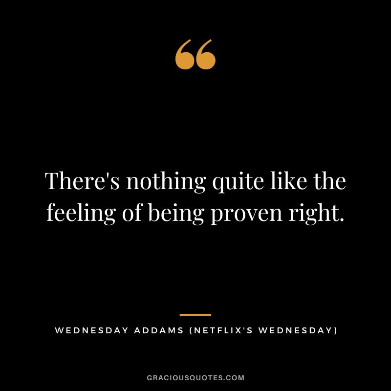 There's nothing quite like the feeling of being proven right. - Wednesday Addams