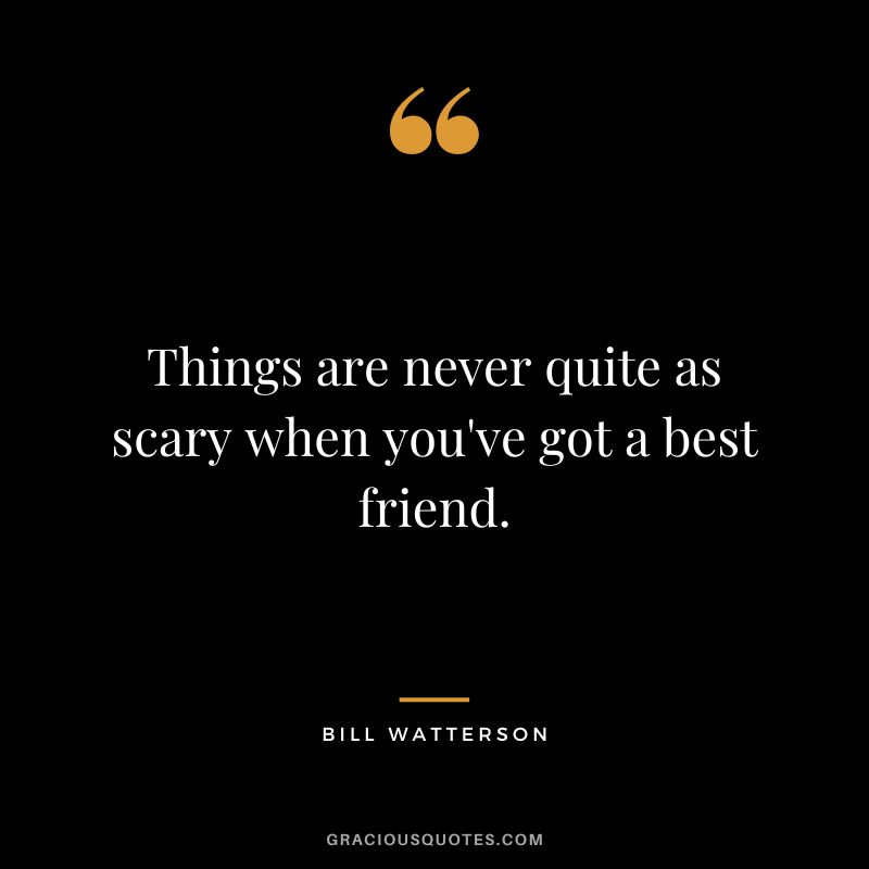 Things are never quite as scary when you've got a best friend. - Bill Watterson