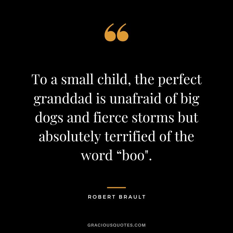 To a small child, the perfect granddad is unafraid of big dogs and fierce storms but absolutely terrified of the word “boo. - Robert Brault