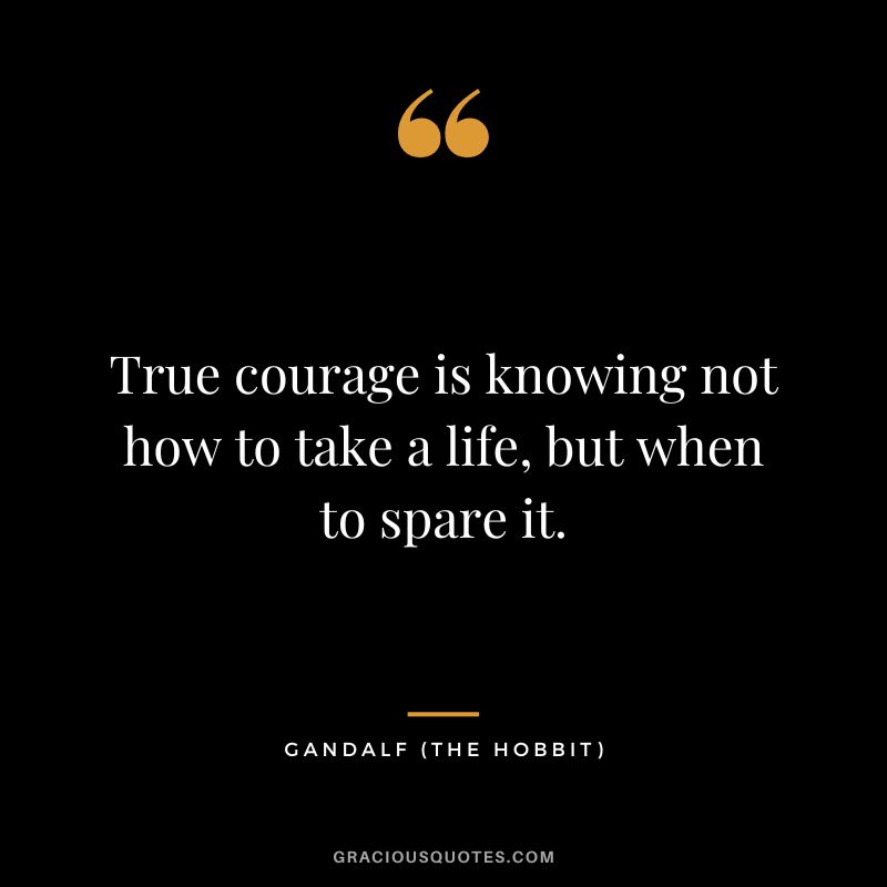 True courage is knowing not how to take a life, but when to spare it. - Gandalf