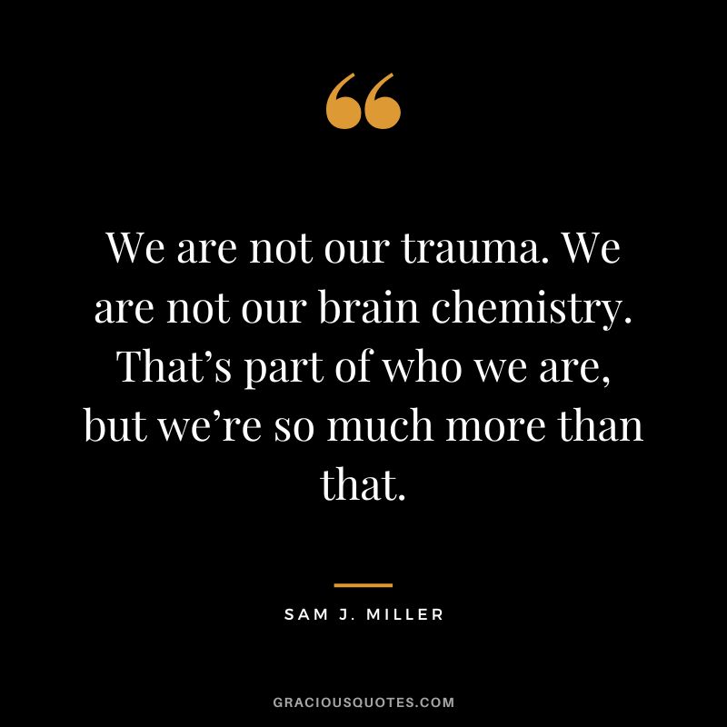 We are not our trauma. We are not our brain chemistry. That’s part of who we are, but we’re so much more than that. - Sam J. Miller