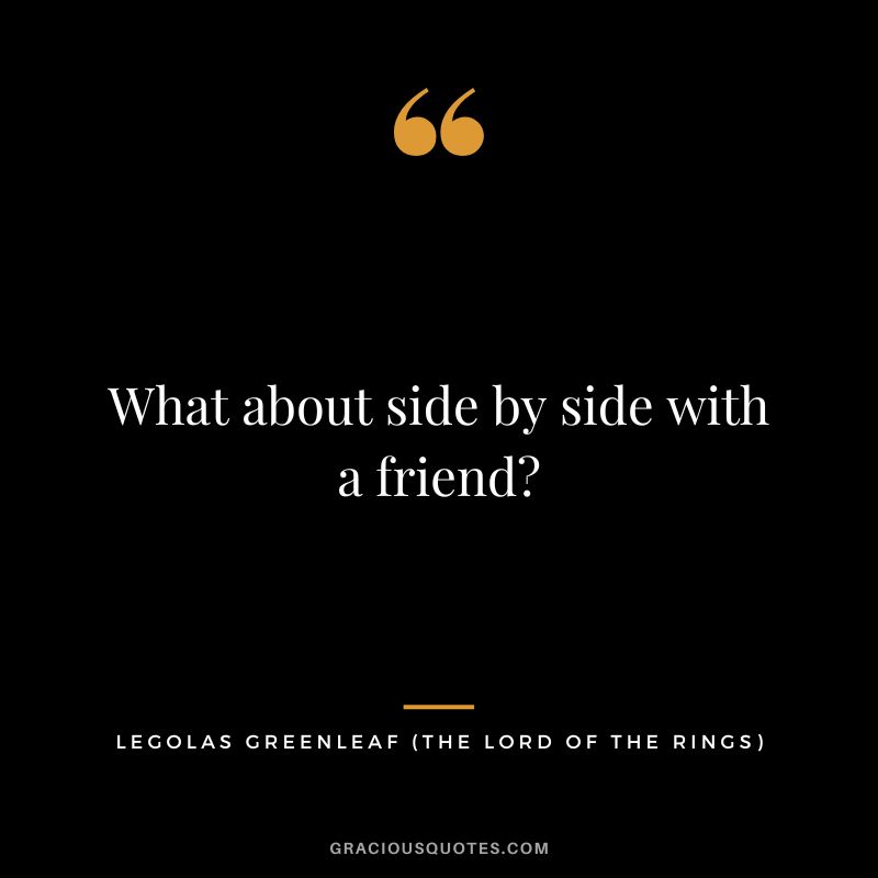 What about side by side with a friend - Legolas Greenleaf