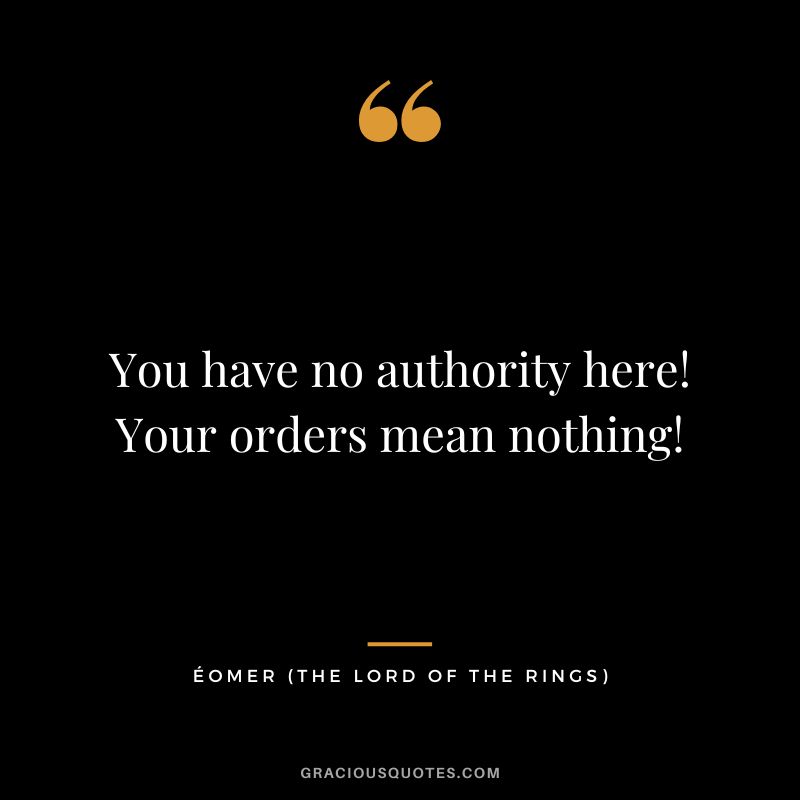 You have no authority here! Your orders mean nothing! - Éomer