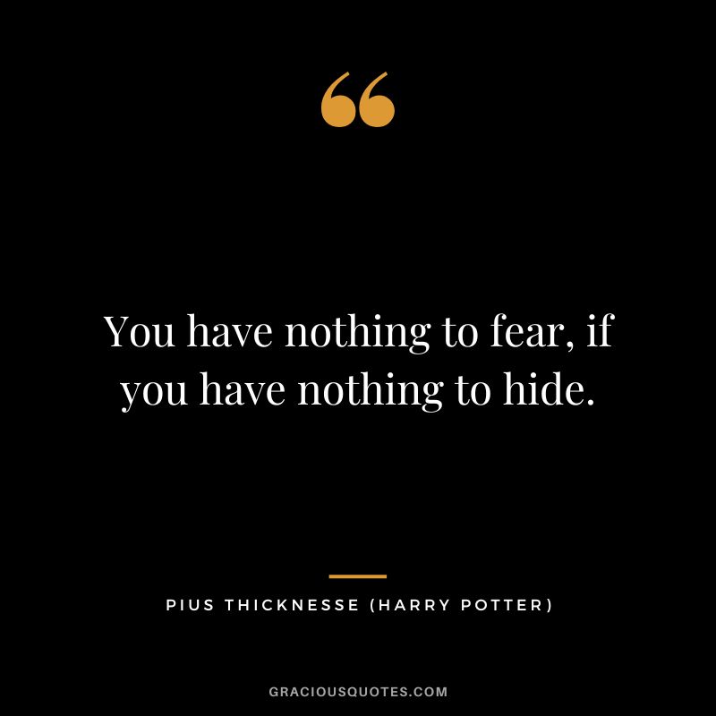 You have nothing to fear, if you have nothing to hide. - Pius Thicknesse