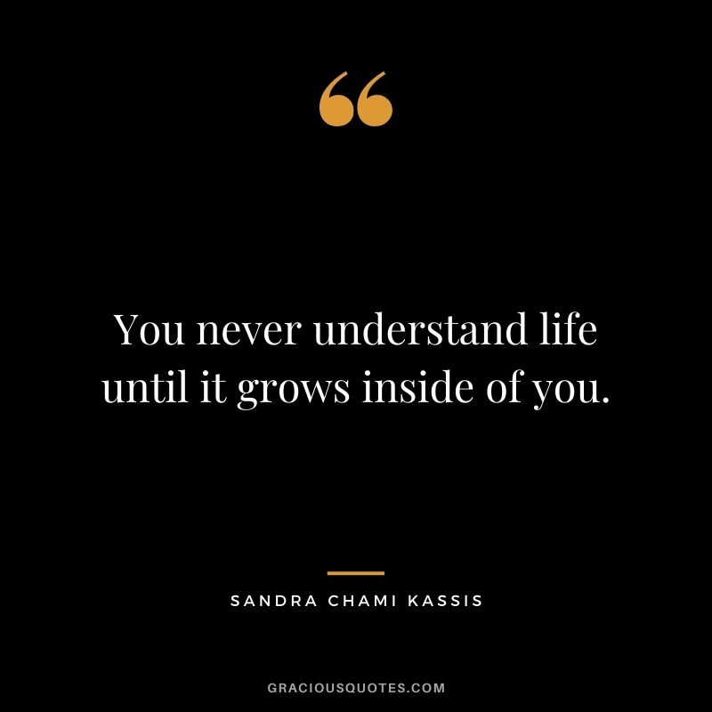 You never understand life until it grows inside of you. - Sandra Chami Kassis
