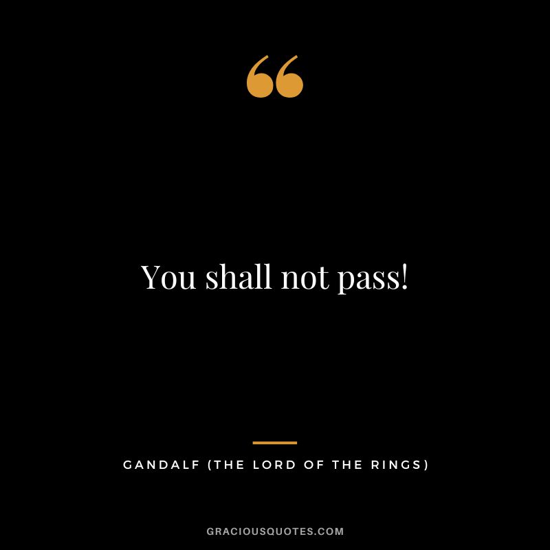 You shall not pass! - Gandalf