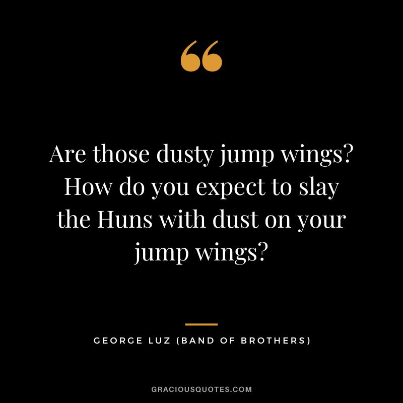 Are those dusty jump wings How do you expect to slay the Huns with dust on your jump wings - George Luz