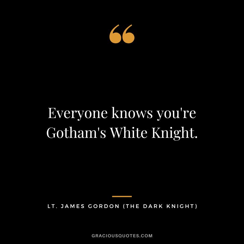 Everyone knows you're Gotham's White Knight. - Lt. James Gordon