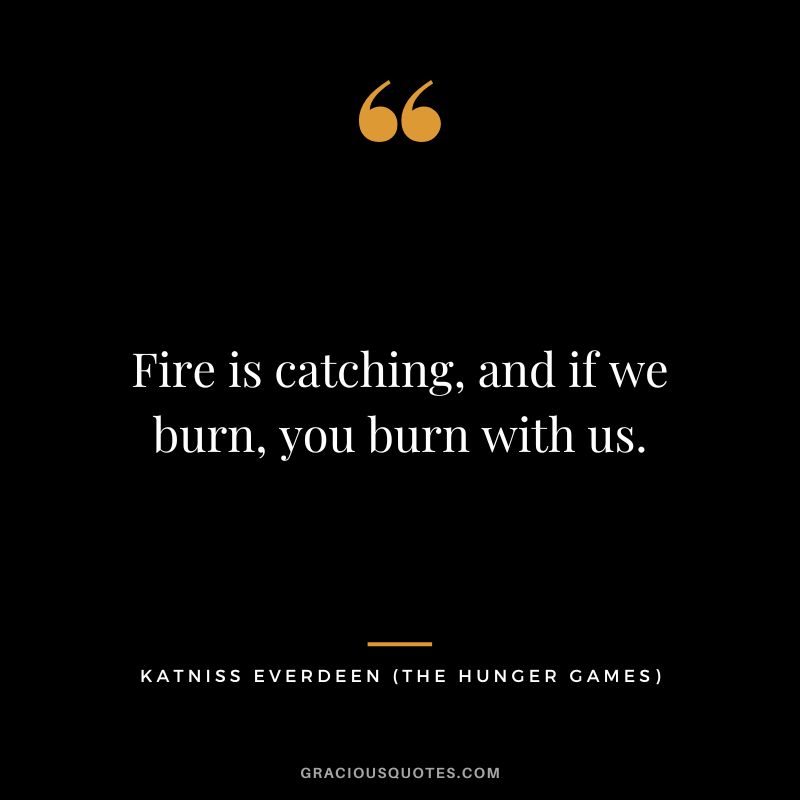 Fire is catching, and if we burn, you burn with us. - Katniss Everdeen