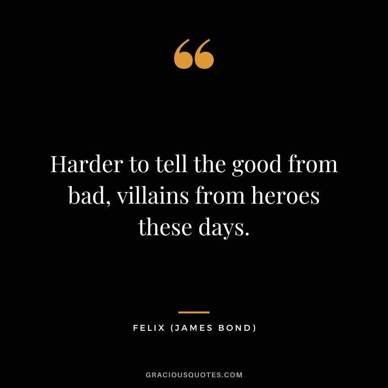 Harder to tell the good from bad, villains from heroes these days. - Felix