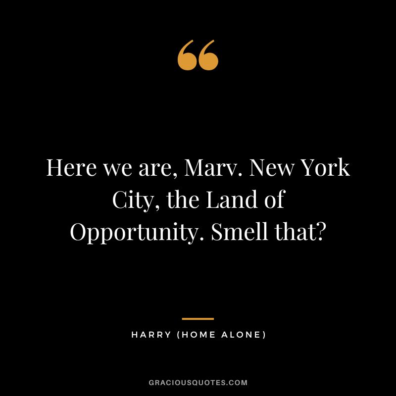 Here we are, Marv. New York City, the Land of Opportunity. Smell that - Harry