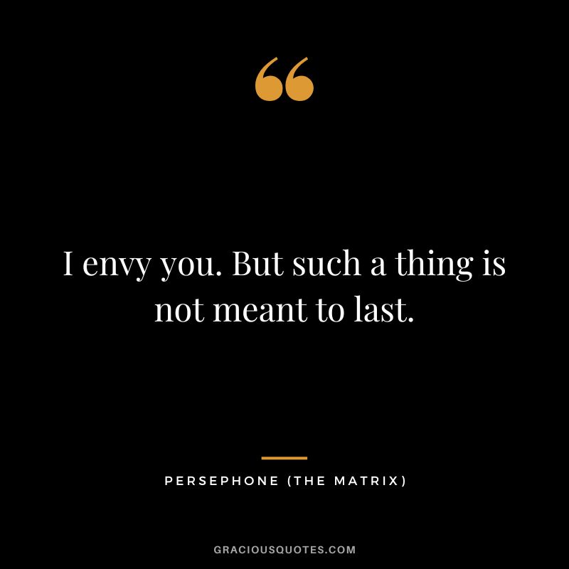 I envy you. But such a thing is not meant to last. - Persephone