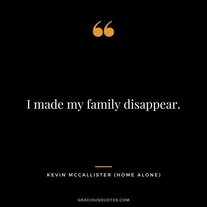 I made my family disappear. - Kevin McCallister