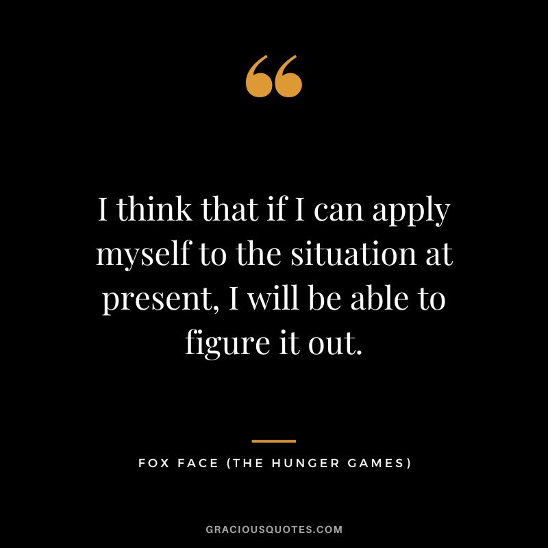 I think that if I can apply myself to the situation at present, I will be able to figure it out. - Fox Face