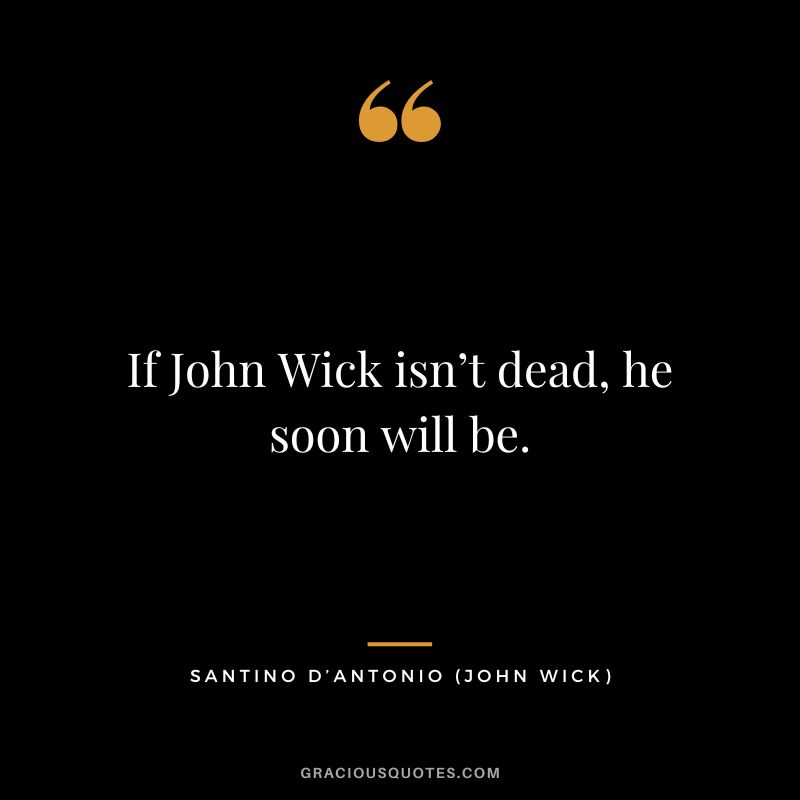 If John Wick isn’t dead, he soon will be. - Santino D’Antonio