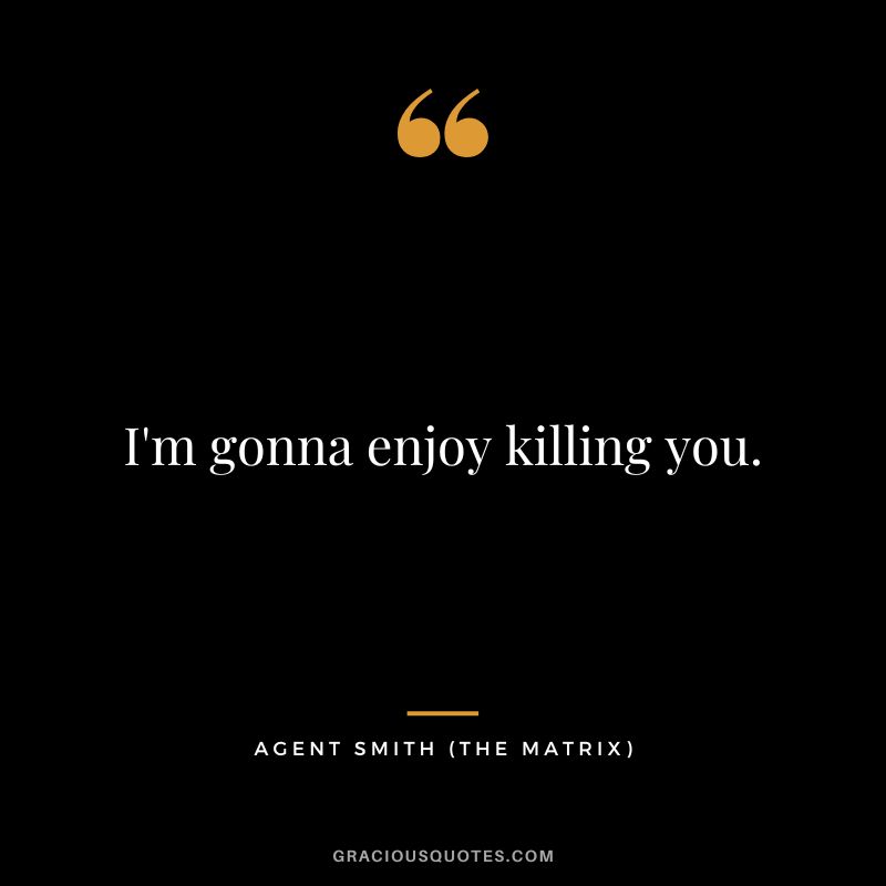 I'm gonna enjoy killing you. - Agent Smith
