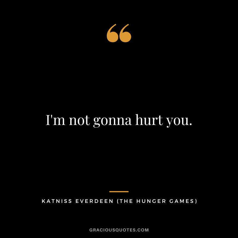 I'm not gonna hurt you. - Katniss Everdeen