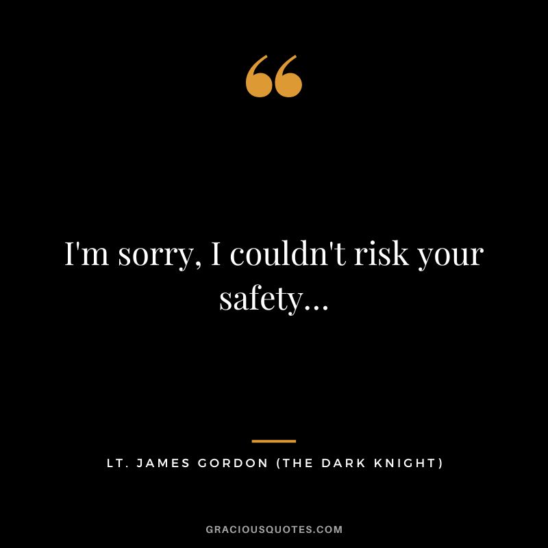 I'm sorry, I couldn't risk your safety… - Lt. James Gordon