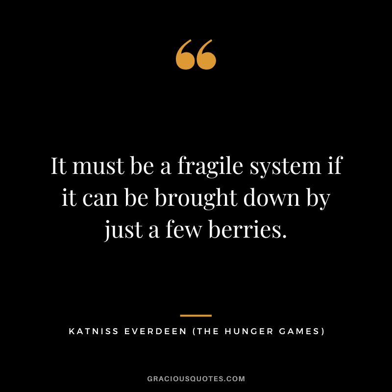 It must be a fragile system if it can be brought down by just a few berries. - Katniss Everdeen