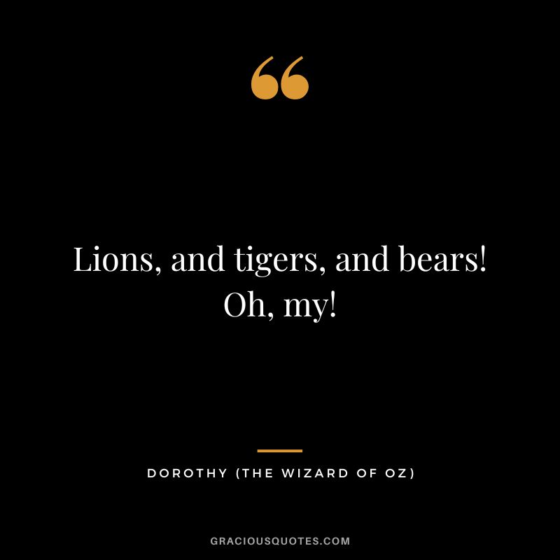 Lions, and tigers, and bears! Oh, my! - Dorothy