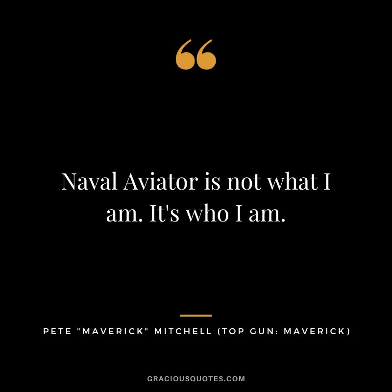 Naval Aviator is not what I am. It's who I am. - Pete Maverick Mitchell