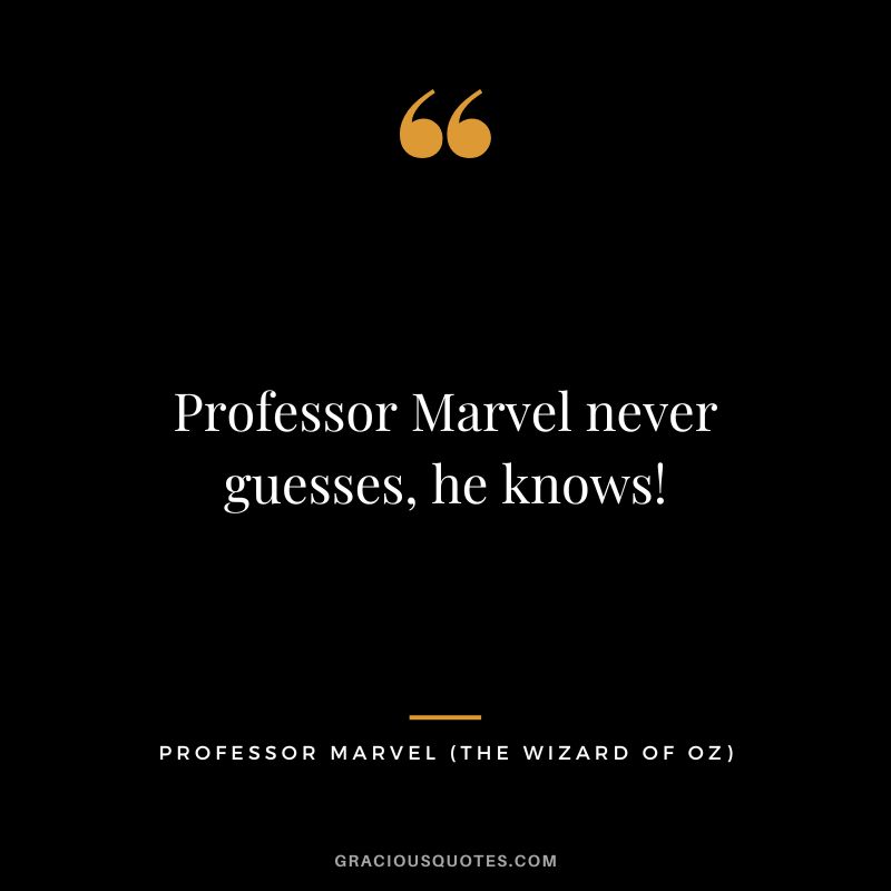 Professor Marvel never guesses, he knows! - Professor Marvel