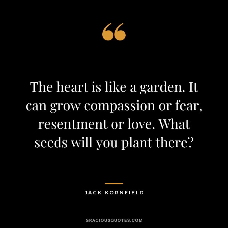The heart is like a garden. It can grow compassion or fear, resentment or love. What seeds will you plant there - Jack Kornfield