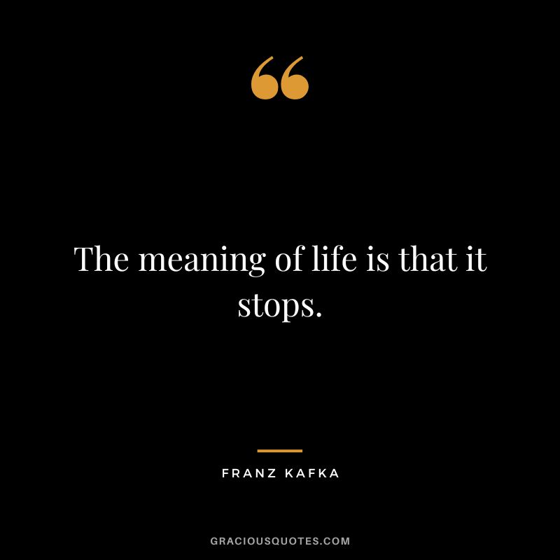The meaning of life is that it stops. - Franz Kafka