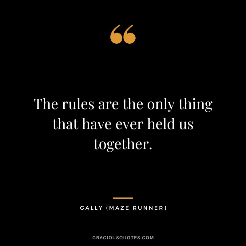 The rules are the only thing that have ever held us together. - Gally