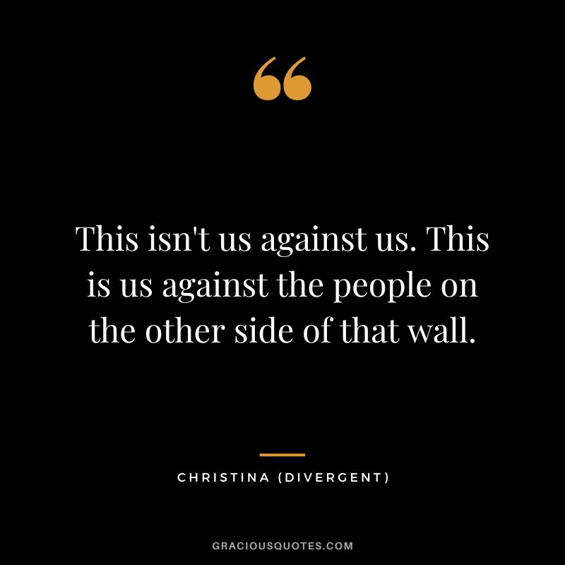This isn't us against us. This is us against the people on the other side of that wall. - Christina