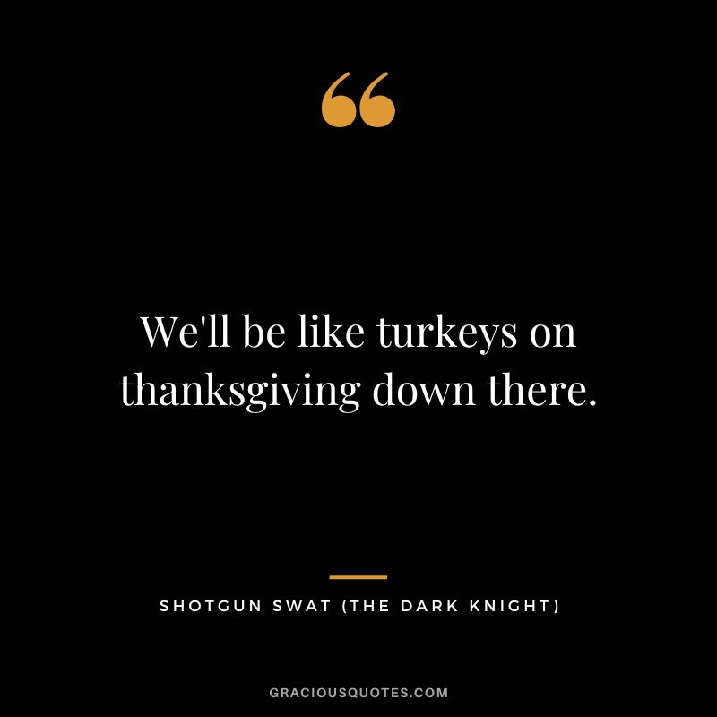 We'll be like turkeys on thanksgiving down there. - Shotgun SWAT