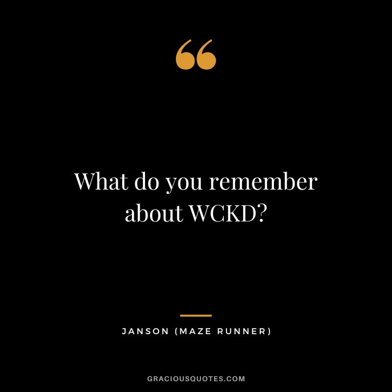 What do you remember about WCKD - Janson