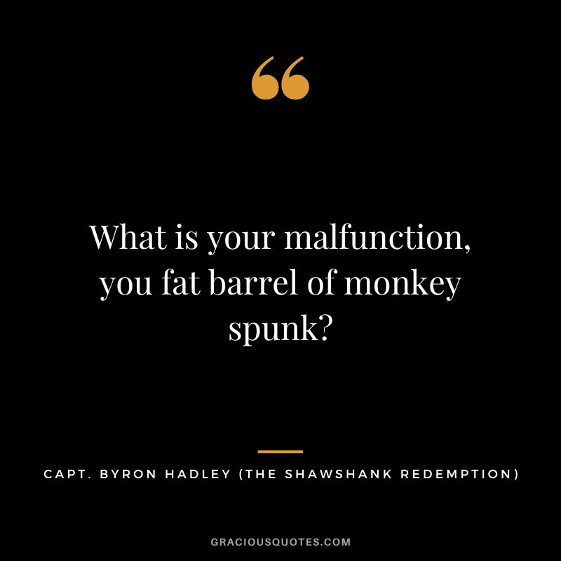 What is your malfunction, you fat barrel of monkey spunk - Capt. Byron Hadley