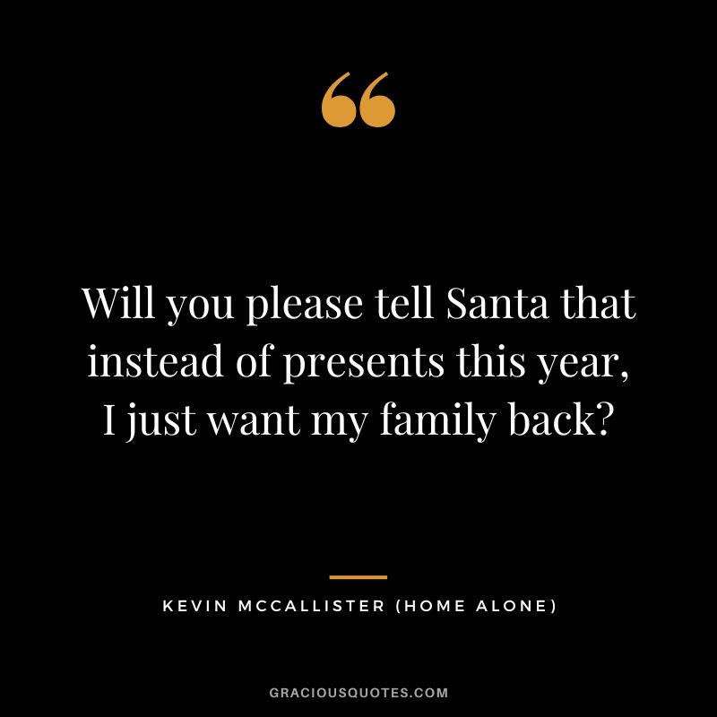 Will you please tell Santa that instead of presents this year, I just want my family back - Kevin McCallister