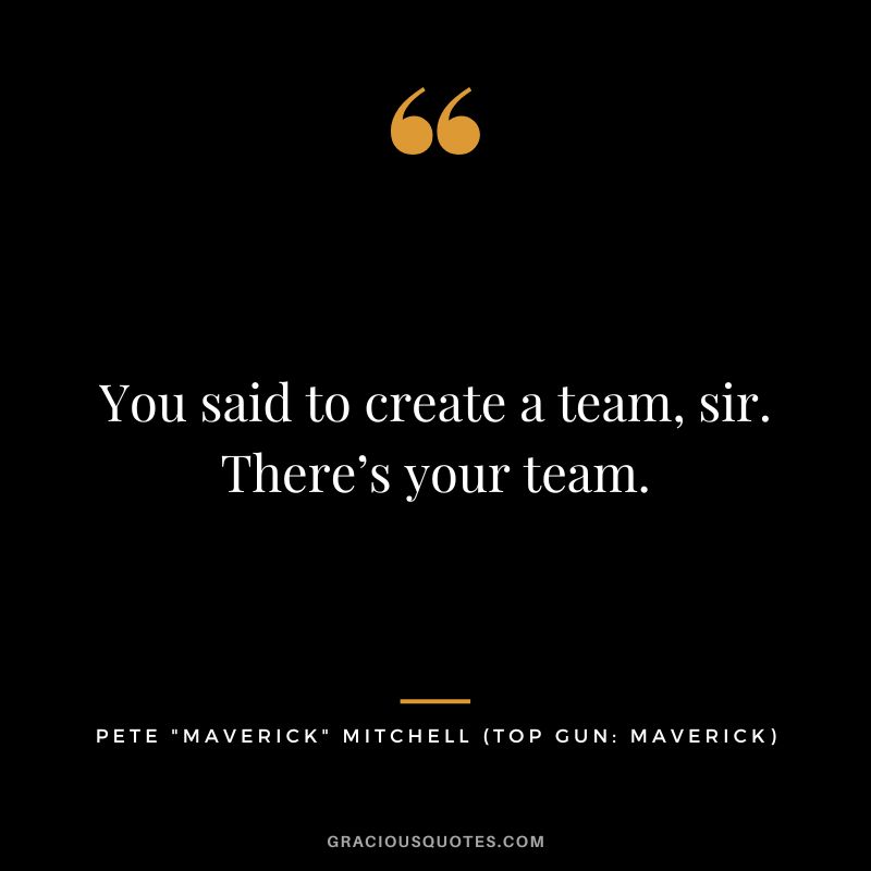 You said to create a team, sir. There’s your team. - Pete Maverick Mitchell