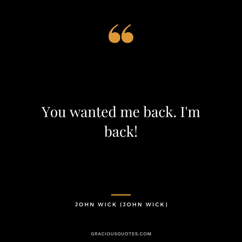 You wanted me back. I'm back! - John Wick