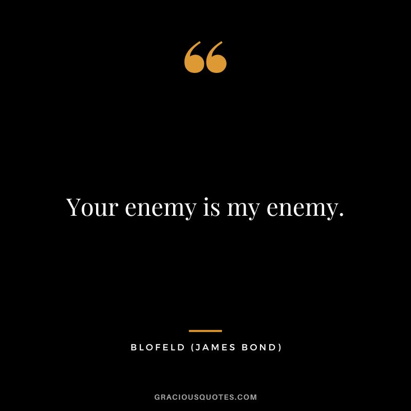 Your enemy is my enemy. - Blofeld