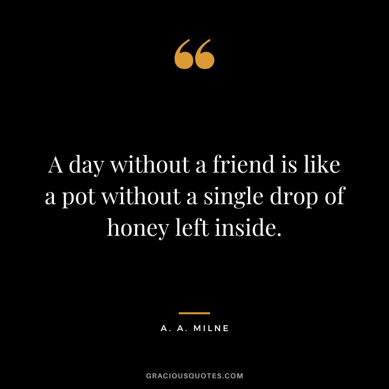 A day without a friend is like a pot without a single drop of honey left inside.