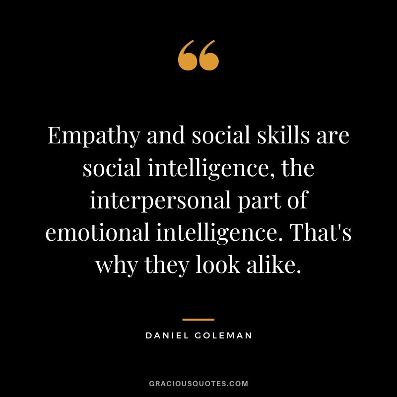 Empathy and social skills are social intelligence, the interpersonal part of emotional intelligence. That's why they look alike. - Daniel Goleman