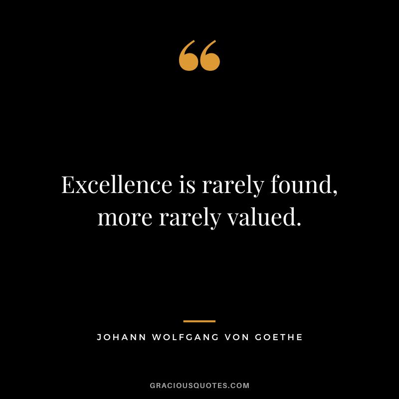 Excellence is rarely found, more rarely valued. - Johann Wolfgang von Goethe